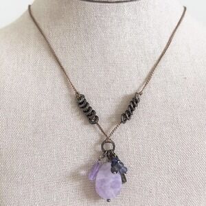 Silpada 925 Sterling Silver Amethyst Iolite Beaded Cord Sweet Trinket Necklace
